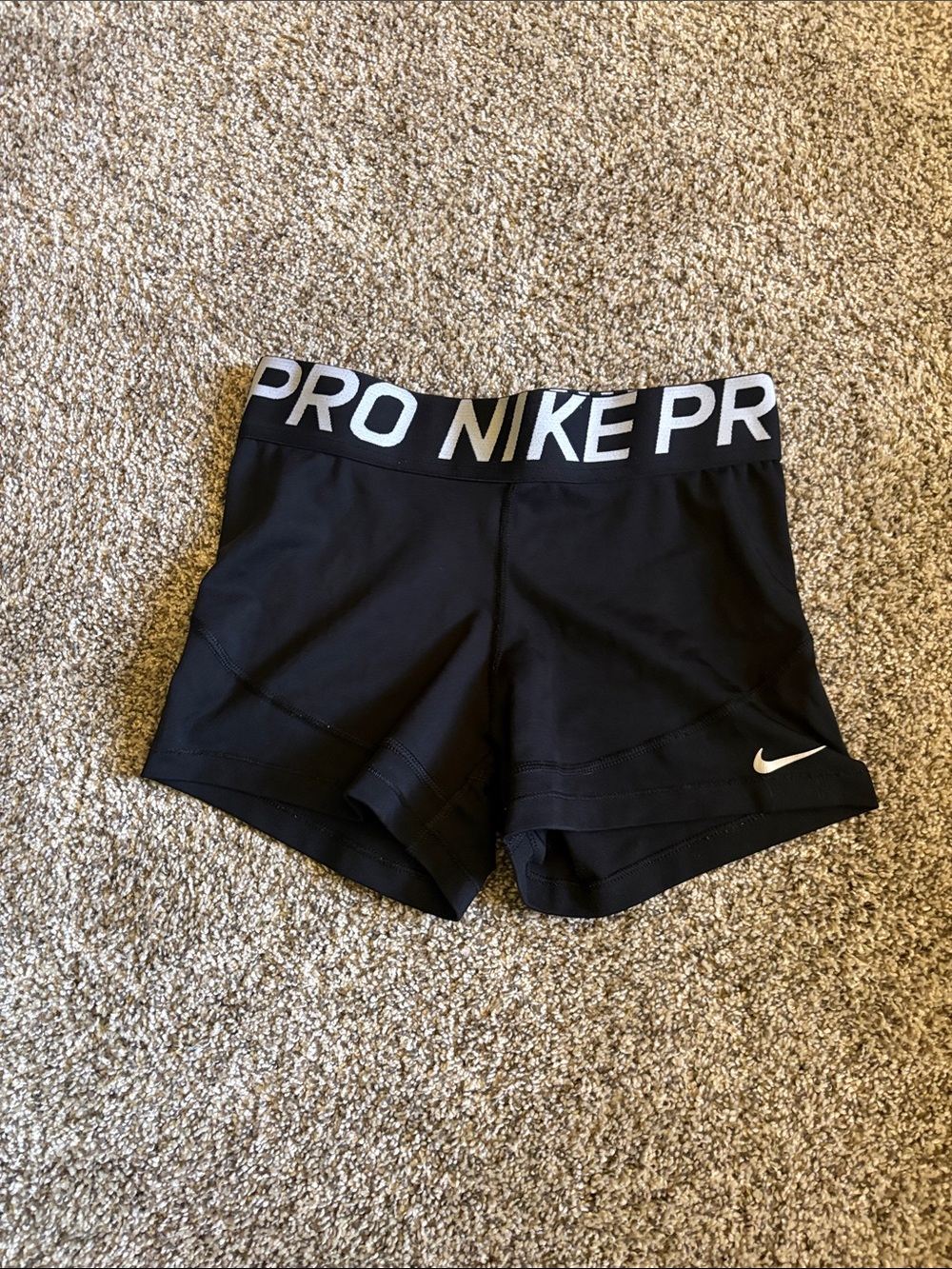 Nike Black Women's Pro Compression Shorts with White Logo